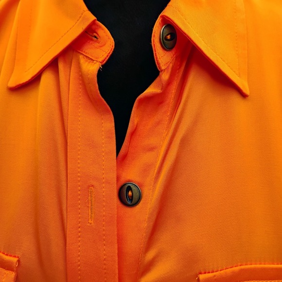 LAUREN Ralph Lauren Orange Viscose Shirt Dress Size 8 Button Front and Cuffs - Picture 7 of 10